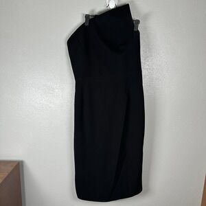 NEW Dress the Population Milan Asymmetrical Neckline Strapless Dress Sz XL Black